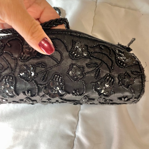 Vintage Evening Bag Black Beaded Small - Picture 8 of 9